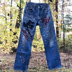 OOAK Vintage USA Levis Spiderman Hand painted